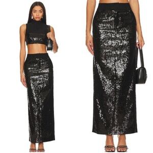 NWT Camila Coelho Venning sequin black maxi skirt